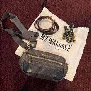 MZ Wallace Charcoal Quilted Crossbody Bag